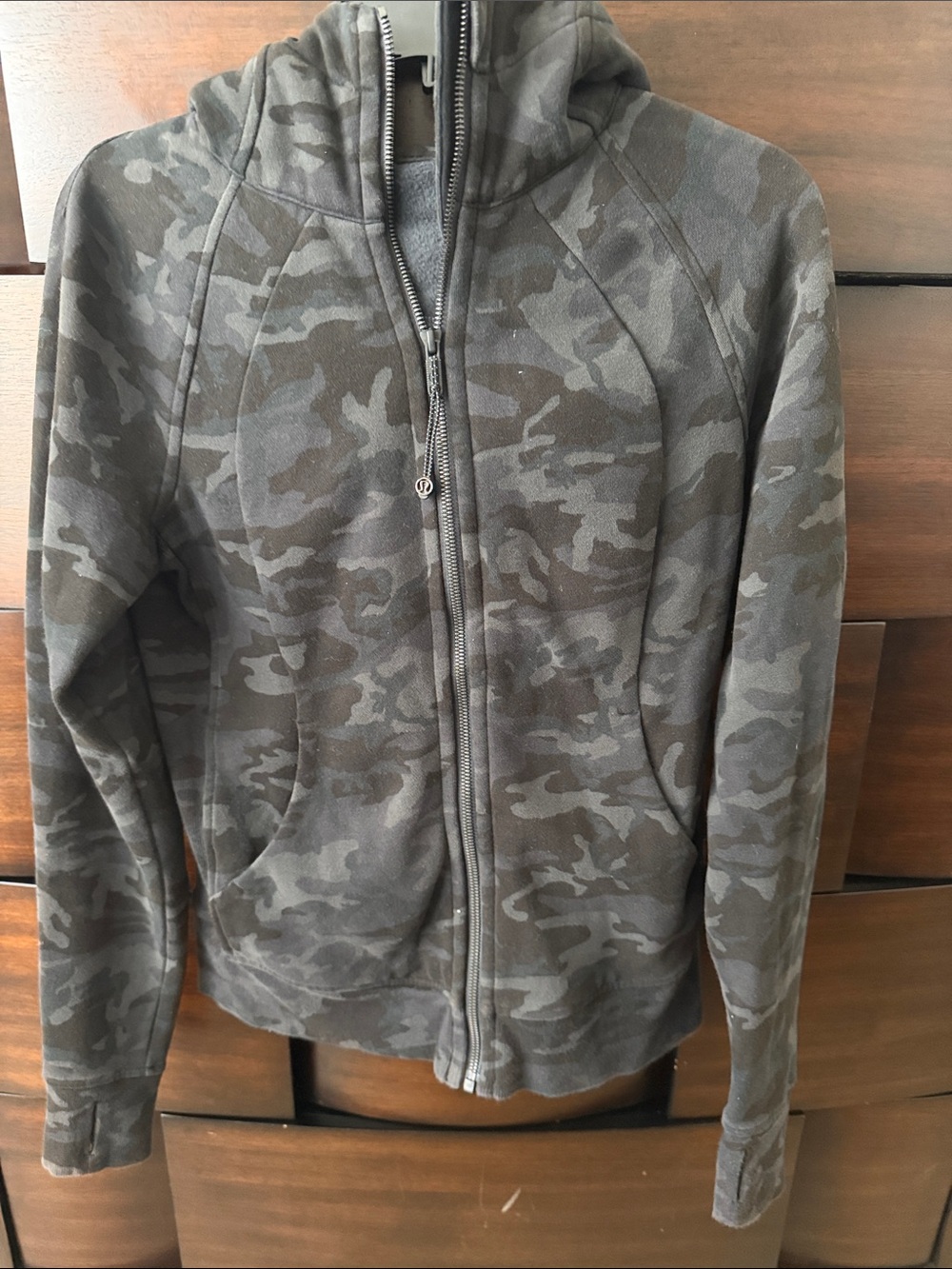 lululemon athletica Olive Green Camo Hooded Zip Jacket